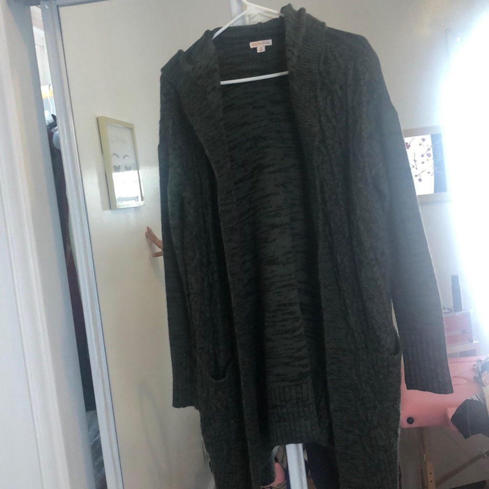 Hooded long cardigan